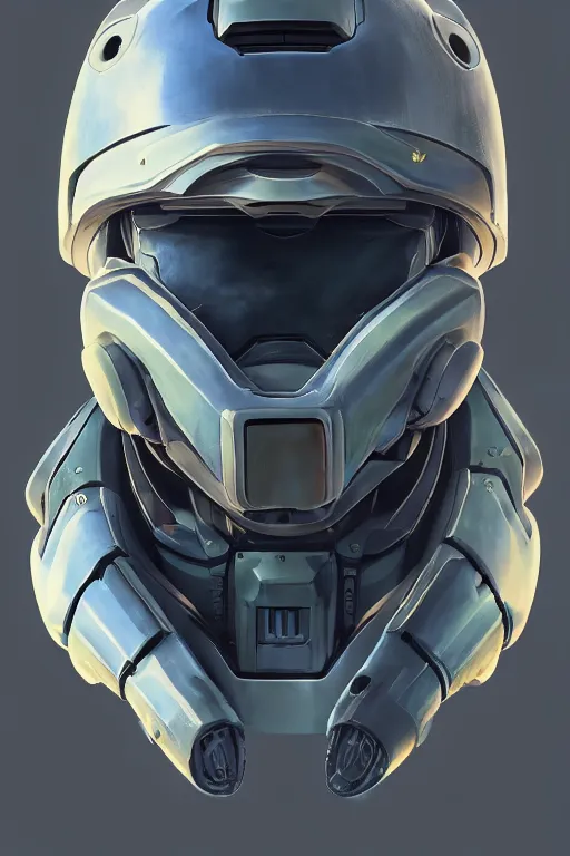 Image similar to robot ninja mask helmet halo master chief radiating a glowing aura global illumination ray tracing hdr fanart arstation by ian pesty and katarzyna da „ bek - chmiel