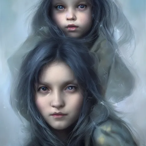 Image similar to pure love is patient love is kind, mother and child ; photorealistic oil painting by charlie bowater and mark brooks ; highly detailed cute faces by wlop ; trending on artstation ; 8 k high resolution, symmetrical, cinematic, high coherence, golden ratio, rule of thirds, perfectly centered anatomically accurate portraits