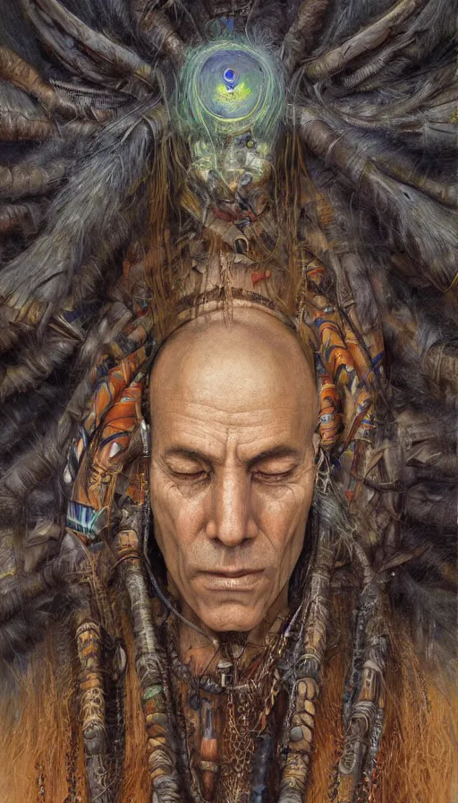 Image similar to portrait of a digital shaman, by john howe