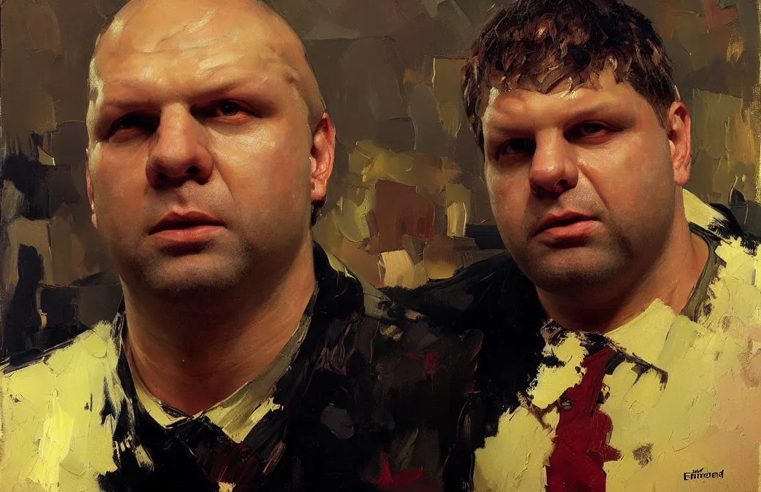 Prompt: portrait of fedor emelianenko!!!!!!!!!!!!!!!!!!!!!!!!!!!, detailed face, detailed painting,, epic lighting, by ilya repin, phil hale and kent williams