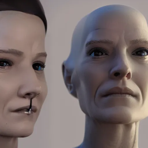 Image similar to showcase of a new female robot companion modeled after female walter white, 4k, realistic, unreal engine render, trending in artstation, artstationHD, artstationHQ