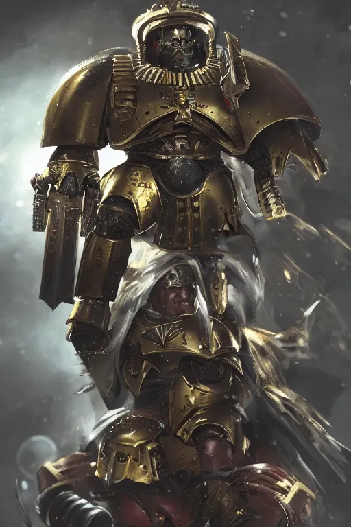 Image similar to armor portrait heros warhammer 4 0 k horus heresy fanart - the primarchs emperor by johannes helgeson animated with vfx concept artist & illustrator global illumination ray tracing hdr fanart arstation zbrush central hardmesh 8 k octane renderer comics stylized