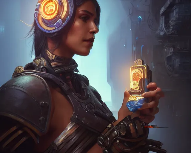 Image similar to pedro sanchez perez - castejon with cyberpunk implants, deep focus, d & d, fantasy, intricate, elegant, highly detailed, digital painting, artstation, concept art, matte, sharp focus, illustration, hearthstone, art by artgerm and greg rutkowski and alphonse mucha