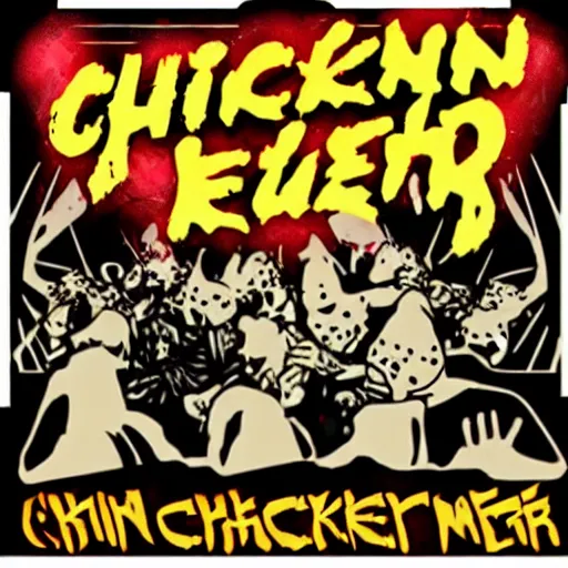 Image similar to chicken death metal cover