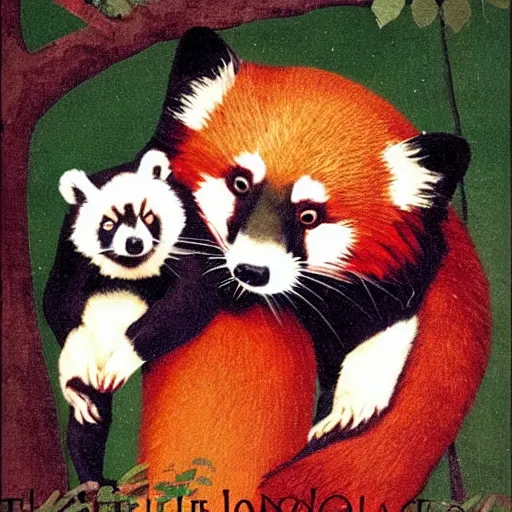 Image similar to hitler hugging a red panda, propaganda poster