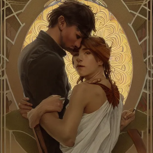 Prompt: amazing lifelike award winning pencil illustration of trev and Simon trending on art station artgerm Greg rutkowski alphonse mucha cinematic