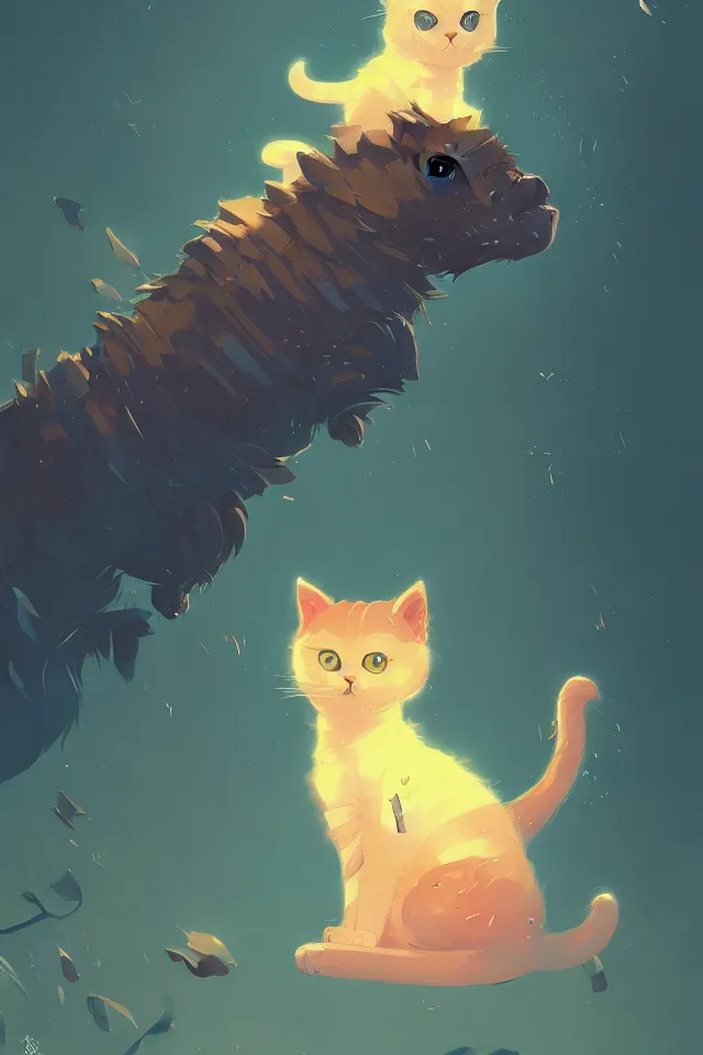 Image similar to cute cat, by victo ngai and andreas rocha and greg rutkowski, trending on artstation, unreal engine, 8 k hd wallpaperjpeg artifact, blur, artfact