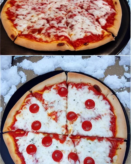 Image similar to pizza made of snow