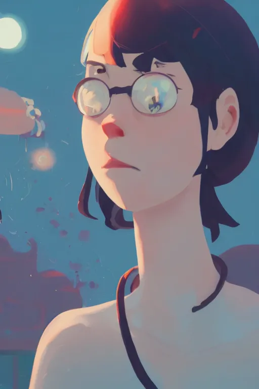 Image similar to we looked at each other and her face was red and blue, cory loftis, james gilleard, atey ghailan, makoto shinkai, goro fujita, character art, exquisite lighting, clear focus, very coherent, plain background, dramatic painting