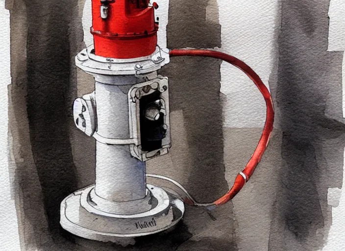 Image similar to concept art of a hydrant, pinterest, artstation trending, behance, watercolor, by coby whitmore, silver, laser light,