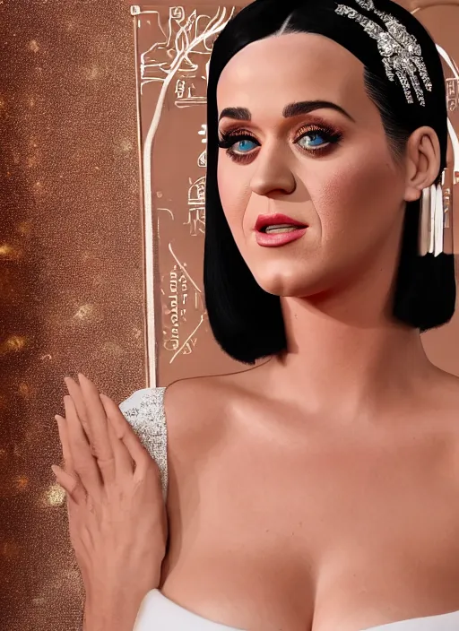 Prompt: cinematic photography of pregnant katy perry in a white dress, intricate, elegant, highly detailed, smooth, sharp focus, symmetrical face, fine details, masterpiece, trending on artstation, 4 k hdr 3 5 mm photography