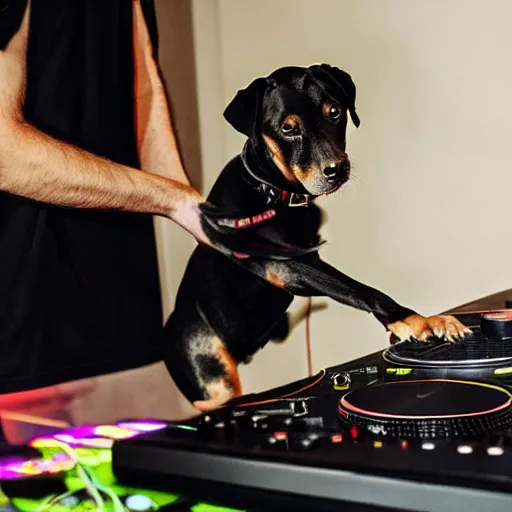 Image similar to a dog on the dj decks