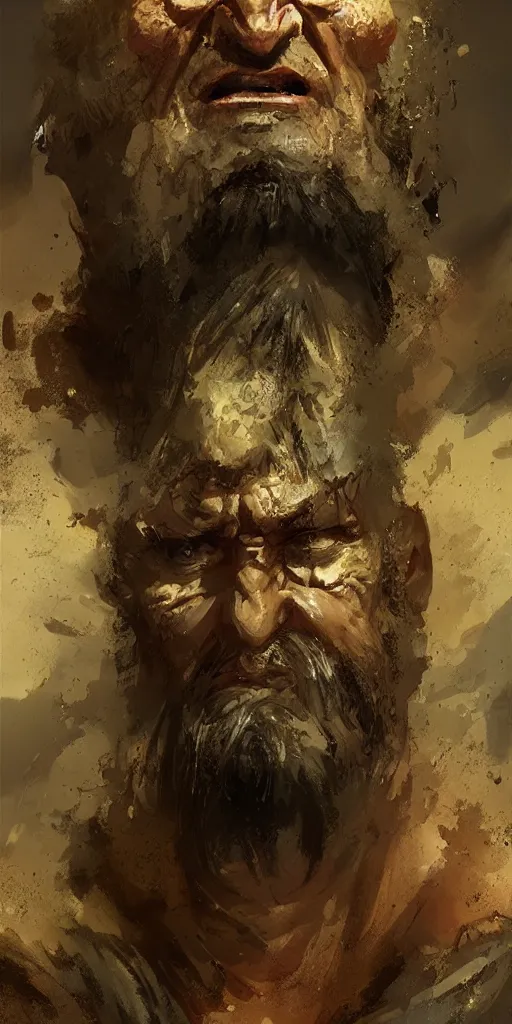 Image similar to Concept art Portrait of the ancient historical biblical SNARLING ANGRYING YELLING, jealous king Saul of Israel by craig mullins and marc simonetti, ARTSTATION, cgsociety, polycount, character design, CINEMATIC, AWE INSPIRING, BEAUTIFUL, ART GERM