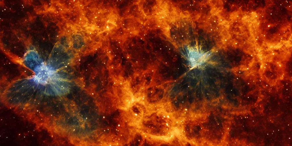 Prompt: brilliant james webb space telescope photo of the crab nebula made from real crabs