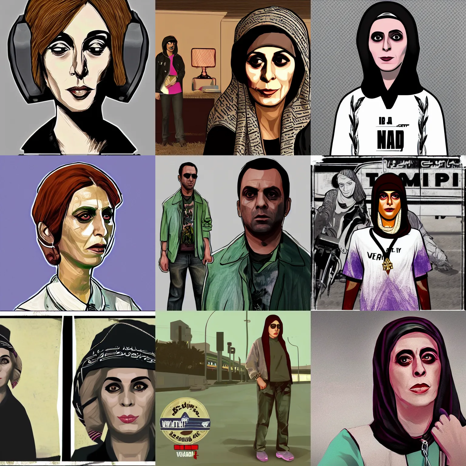 Prompt: Portrait of Fairuz as GTA V character, award winning