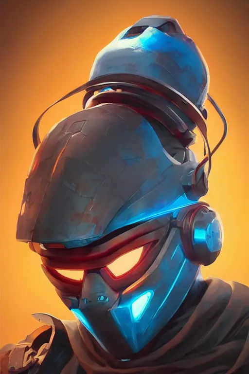 Image similar to epic mask helmet robot ninja portrait stylized as fornite style game design fanart by concept artist gervasio canda, behance hd by jesper ejsing, by rhads, makoto shinkai and lois van baarle, ilya kuvshinov, rossdraws global illumination radiating a glowing aura global illumination ray tracing hdr render in unreal engine 5