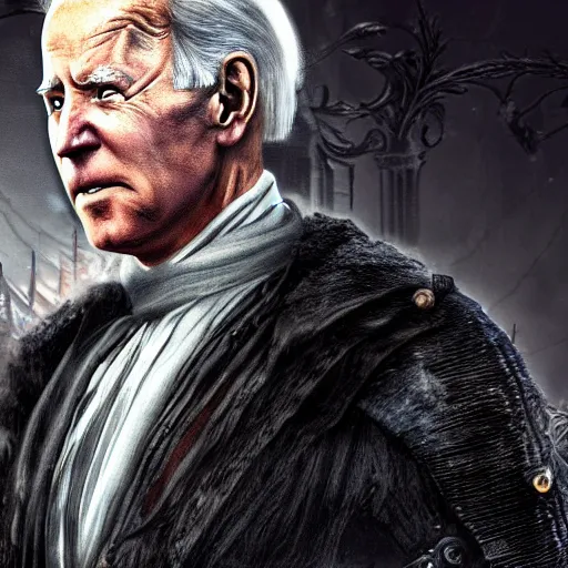 Prompt: Joe biden in Bloodborne, 8k digital artwork