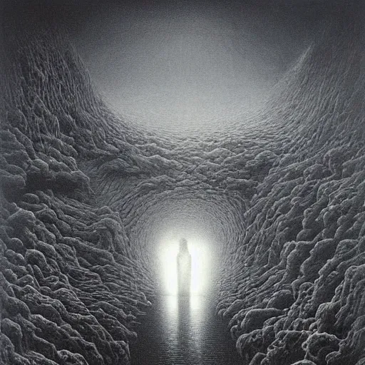 Image similar to joe rogan as a zdzisław beksinski painting, dark, epic