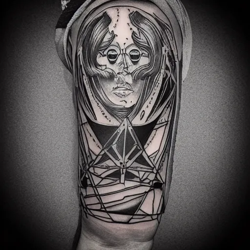 Image similar to Transhumanist tattoo designs, Award Winning Tattoos, Minimalist, trending on ArtStation, high contrast