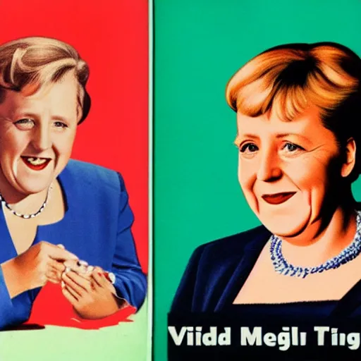 Image similar to A 1950's pin-up of Angela Merkel, vivid colors, realistic,