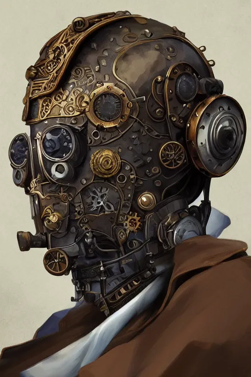 Image similar to steampunk helmet fantasy art mask robot ninja stylized digital illustration sharp focus, elegant intricate digital painting artstation concept art global illumination ray tracing advanced technology chaykin howard and campionpascale and cooke darwyn and davis jack