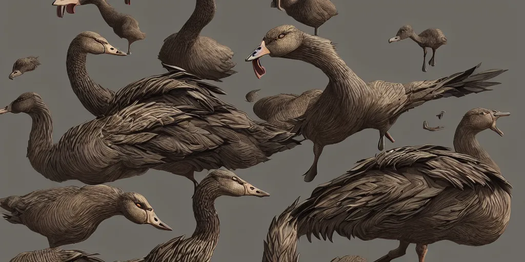 Image similar to hydra with angry geese as its heads, artstation