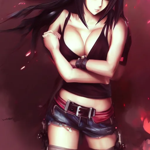 Image similar to beautiful anime art of tifa lockhart by WLOP, rossdraws, Logan Cure, Mingchen Shen, BangkuART, sakimichan, yan gisuka, JeonSeok Lee, zeronis, Chengwei Pan on artstation