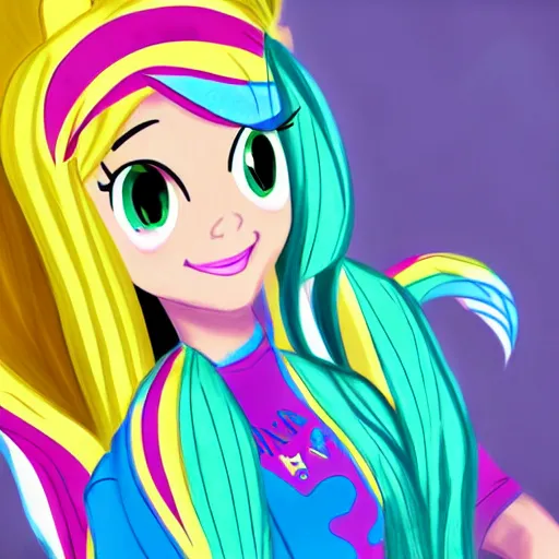 Prompt: fluttershy human version equestria girls hyperrealistic portrait