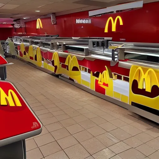 Prompt: inside of an infinite Mcdonald's