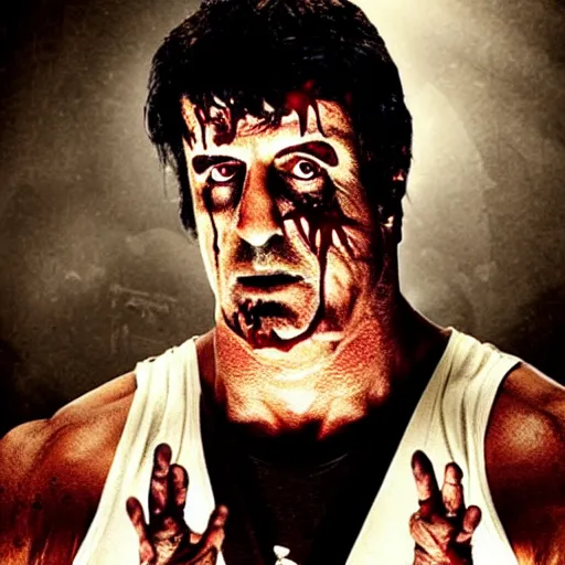 Image similar to zombie sylvester stallone