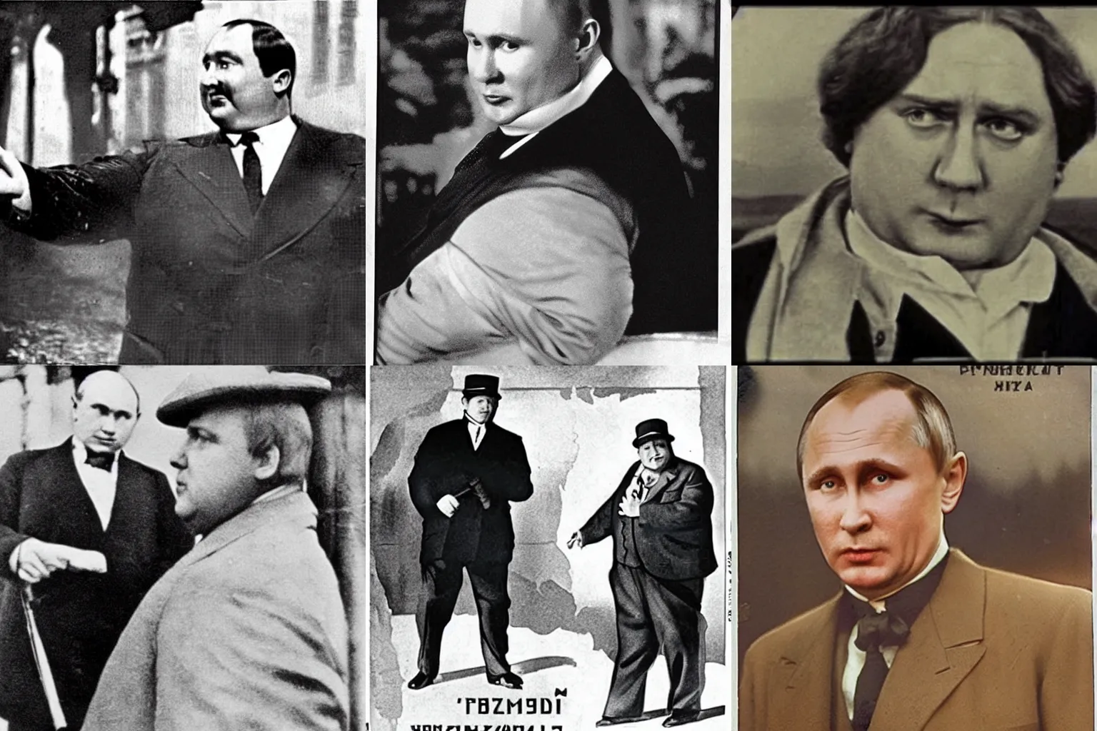 Prompt: very fat putin as an actor in 1920's movie