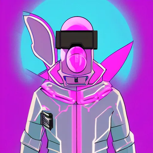 Image similar to cyberpunk pink easter bunny as the leader of a futuristic communist nation, cybernetics, sharp lines, digital, artstation, colored in