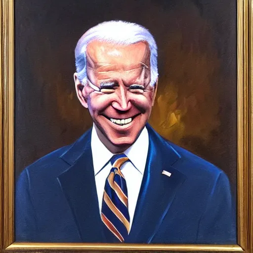 Image similar to oil painting of joe biden with a broadsword