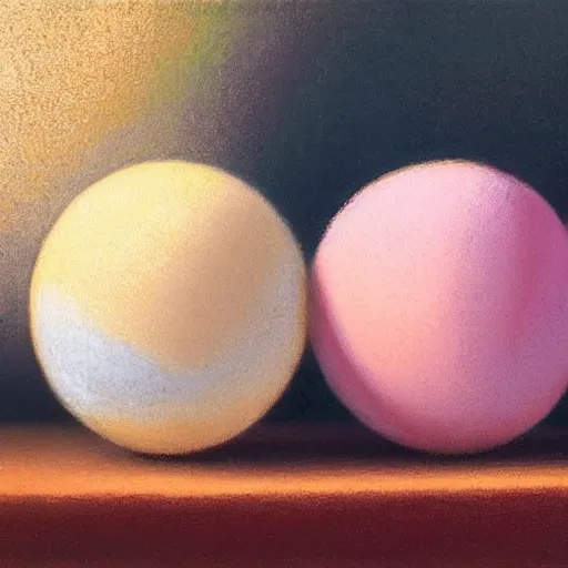 Image similar to perfectly symmetrical pastel spheres, one inside another, pleasing, detailed, oil painting