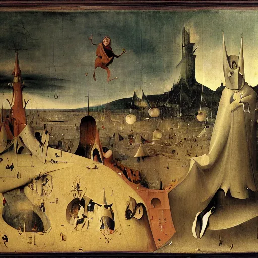 Image similar to portrait of the joker, drama, chaos matte painting by hieronymus bosch and zidislaw beksinsky