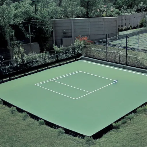 Prompt: 6 0 s art of tennis court at the pool