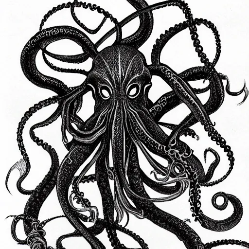 Image similar to tentacles, cthulhu, drawn by araki hirohiko