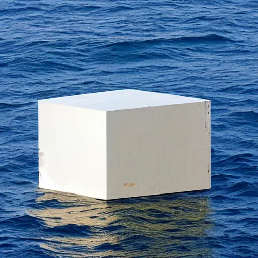 Image similar to a cube in the middle of the sea in the style of Richard Serra