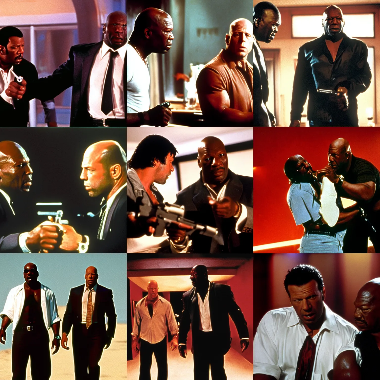 Prompt: bruce willis and ving rhames in pulp fiction