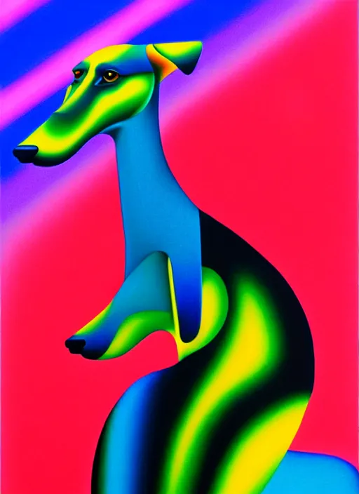 Prompt: greyhound by shusei nagaoka, kaws, david rudnick, airbrush on canvas, pastell colours, cell shaded, 8 k