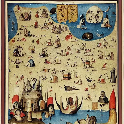 Image similar to middle east map by hieronymus bosch,