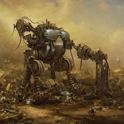 Image similar to Jean-Baptiste Monge, Jean-Baptiste Monge, Jean-Baptiste Monge, Jean-Baptiste Monge, Jean-Baptiste Monge, Jean-Baptiste Monge artwork of a cluttered robot junkyard