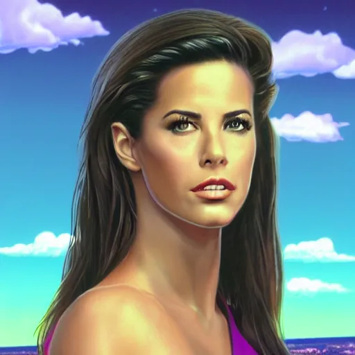 Prompt: a highly detailed and realistic concept art of Kelly Monaco in a vaporwave artwork composition, inside Windows98 user interface elements