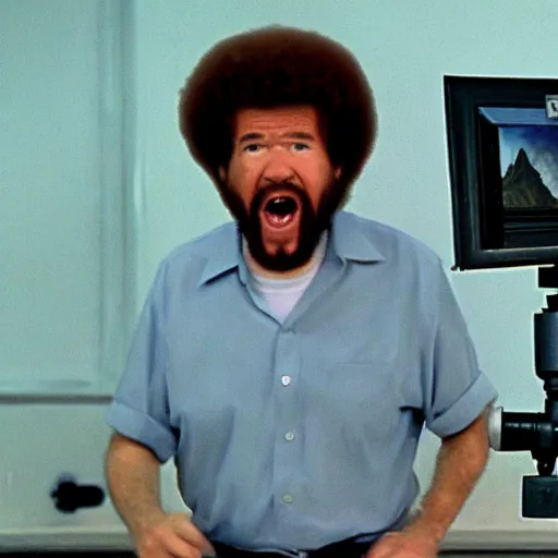 Image similar to bob ross screaming at area 5 1 security camera footage
