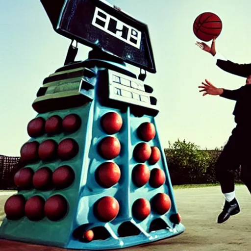 Prompt: Daleks playing basketball