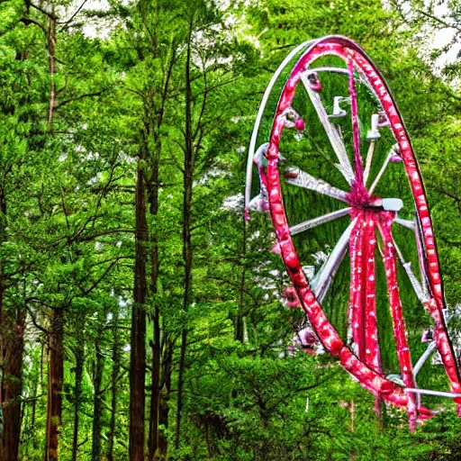 Prompt: ferris wheel in forest