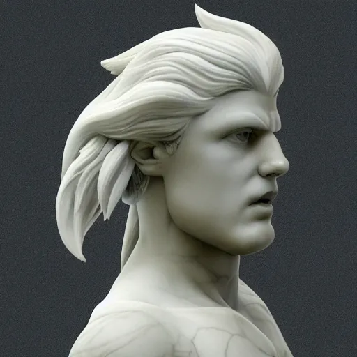 Prompt: Roman marble sculpture of Sonic