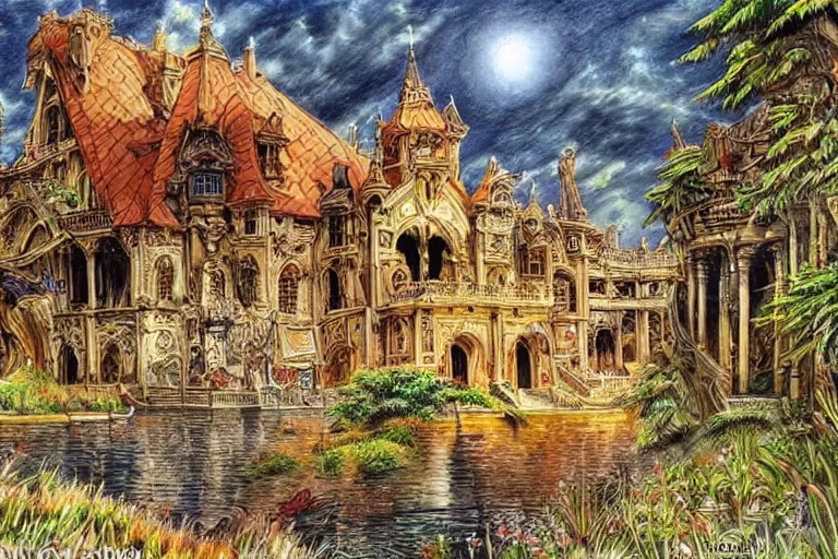 Prompt: the most horrifing and beautiful place on earth, drawn, painting, detailed