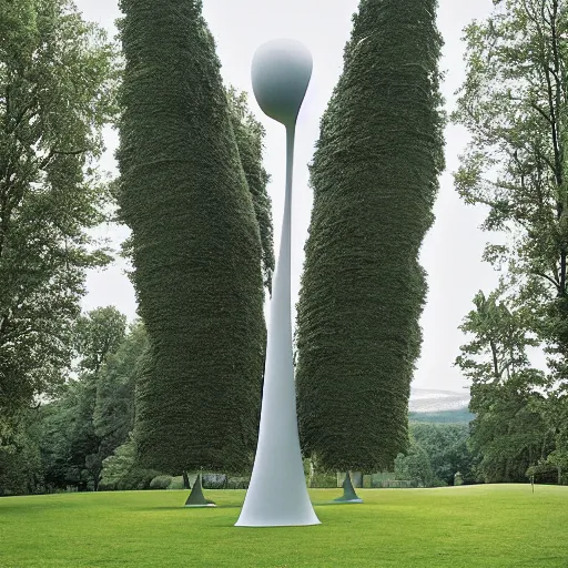 Image similar to giant Italian modern castle living room, clean minimalist design, that is 1300 feet tall, a sculpture installation of a series of 8 feet tall modern mirror finish, smooth, organic shaped sculptures by Tony Cragg, photo by Annie Leibovitz