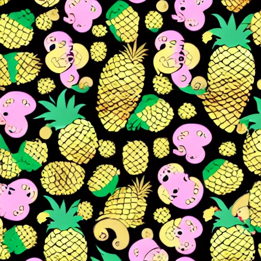 Image similar to cute cartoon octopus camouflaging as a pineapple